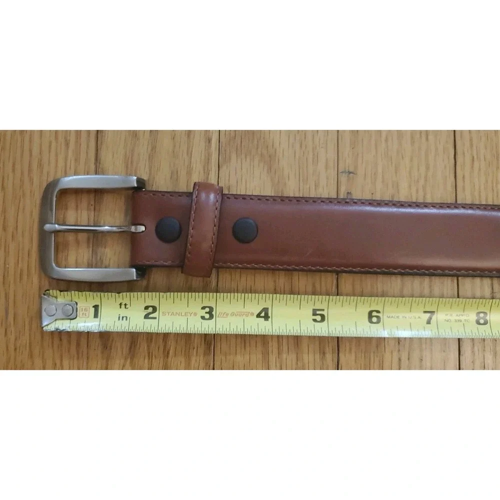 Cabelas Belt Mens 34 Brown Leather  Detachable Buckle ZIPPER Inside Style 2905